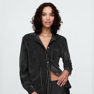 Gap relaxed velvet shirt - in black stripe.